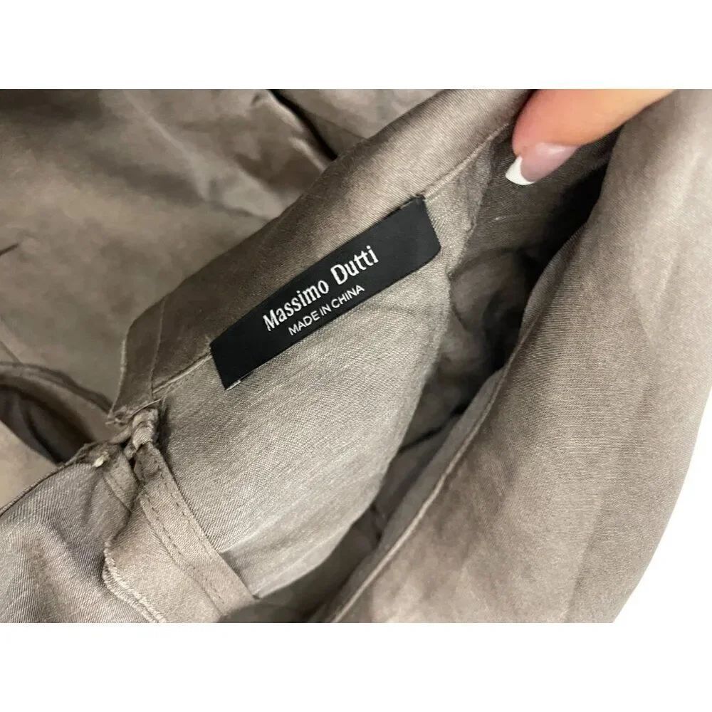 Massimo Dutti Womens Flowing Blouse S Small Brown Draped Collared 5105/805 NWOT - Picture 4 of 11